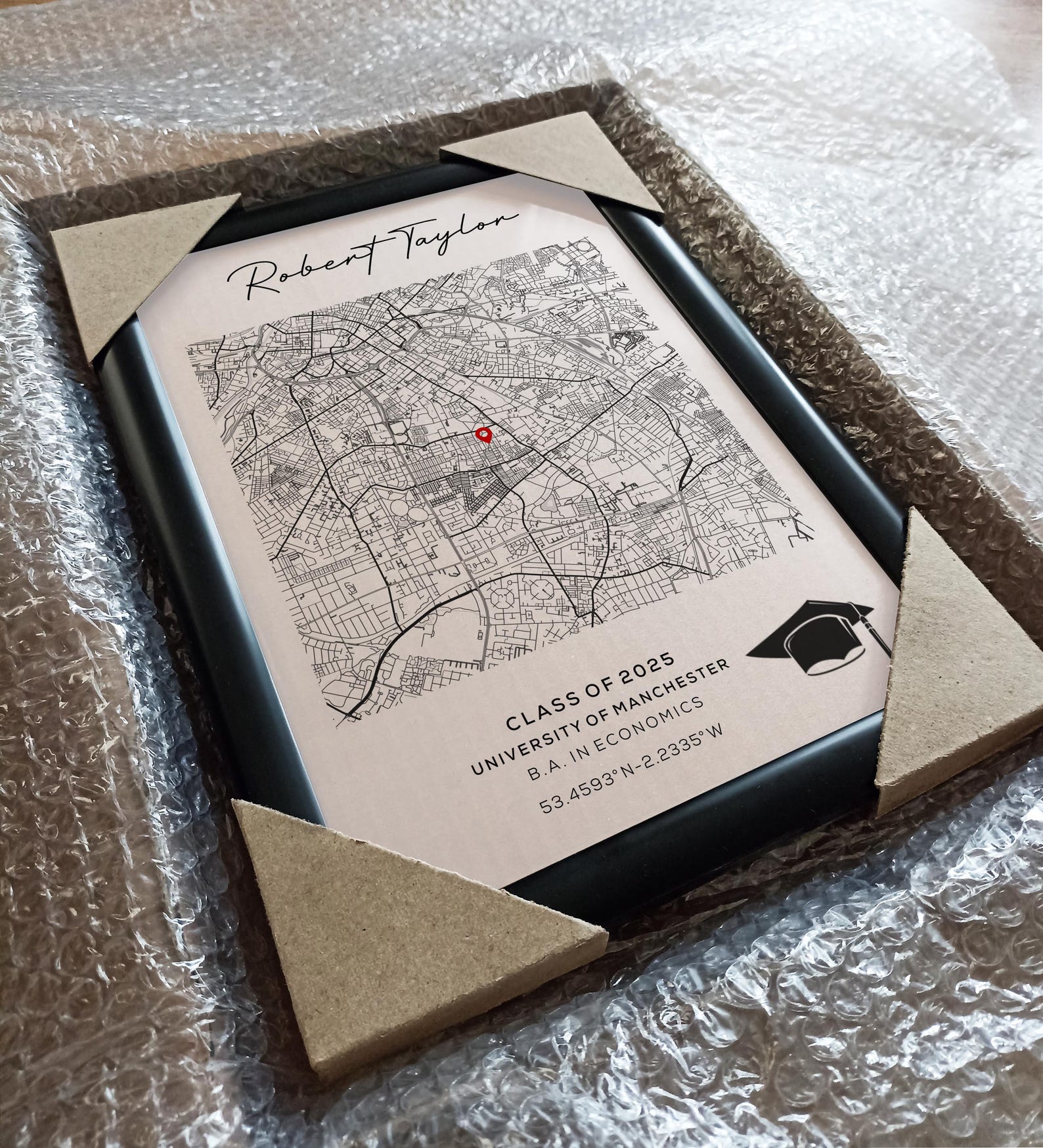 Personalized Graduation Map Print, Custom University Gift ...