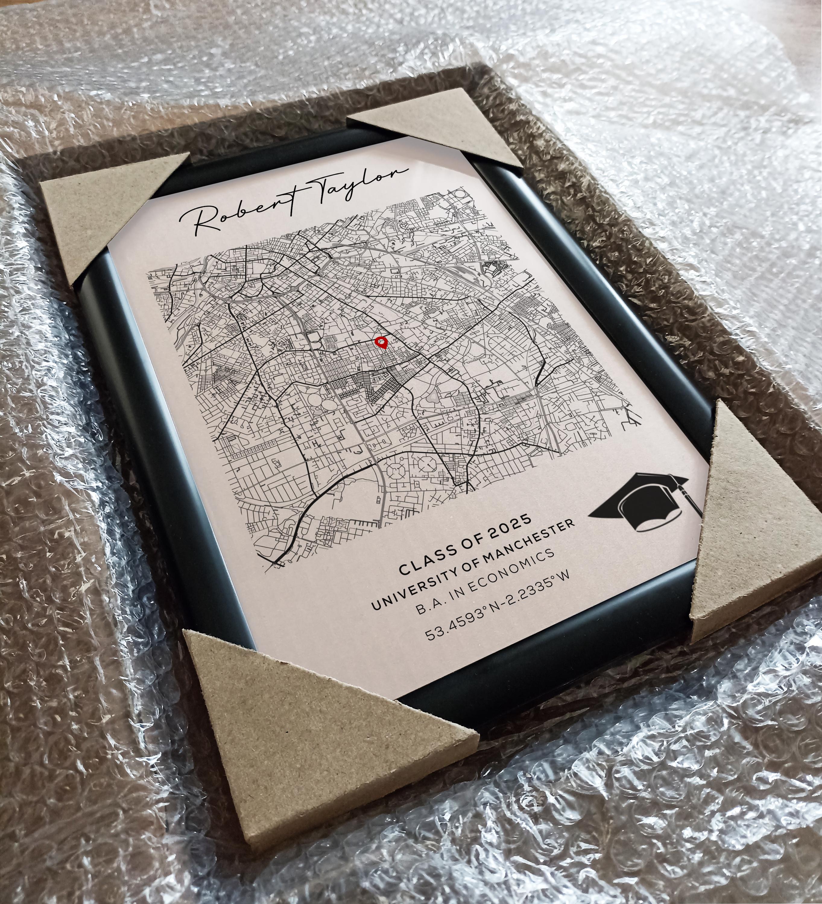 Personalized Graduation Map Print, Custom University Gift ...