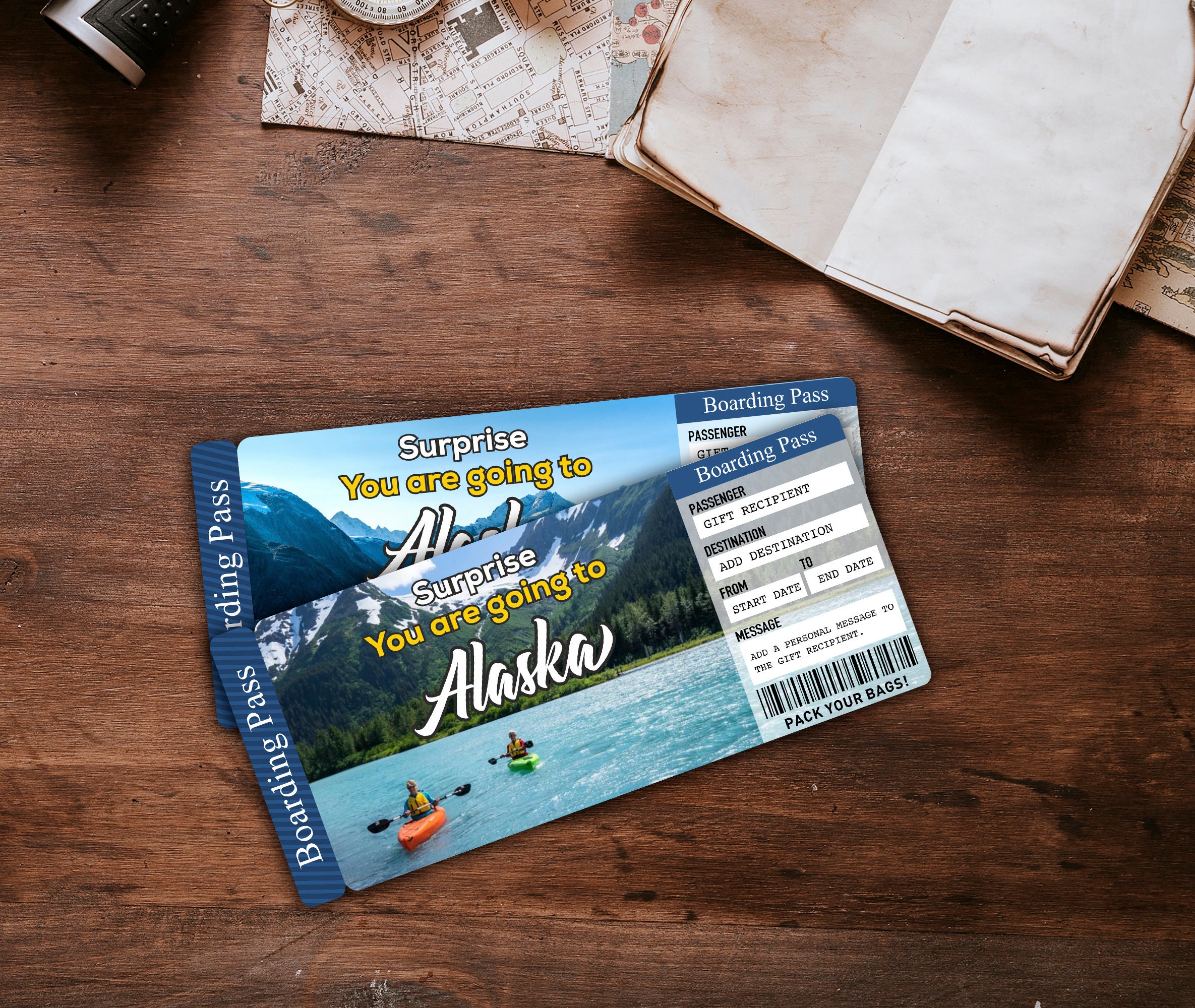 Surprise Alaska Trip Ticket Alaska Vacation Tickets Instant Download Boarding Pass Printable