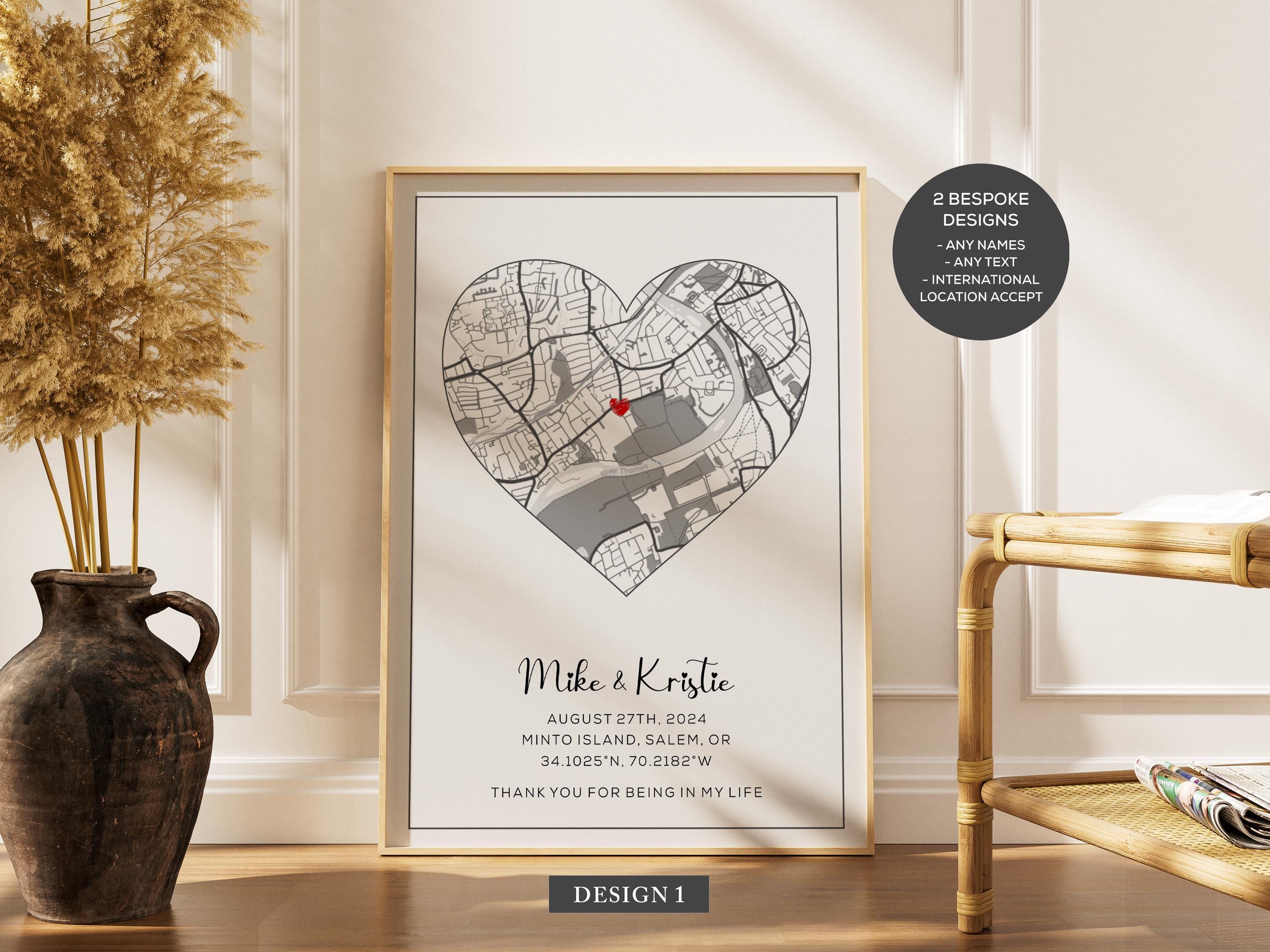 Personalized Where We Met Map Print, Engagement Gift, Valentines Day ...