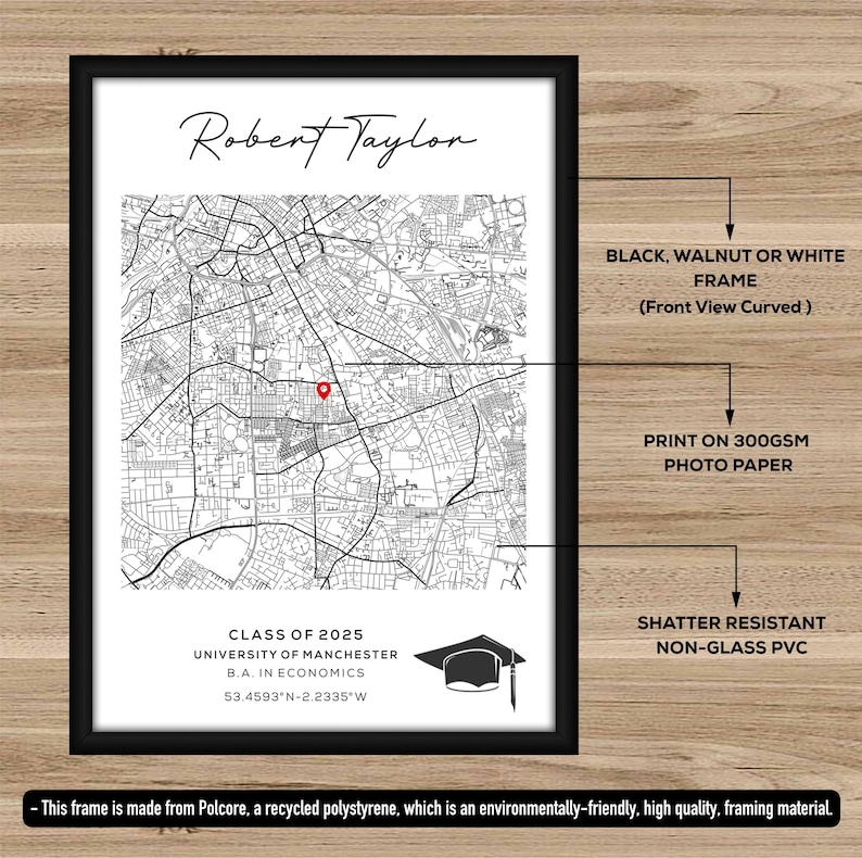 Personalized Graduation Map Print, Custom University Gift ...