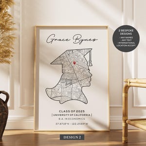 Personalized Graduation Map Poster, School Location Print, Custom High ...