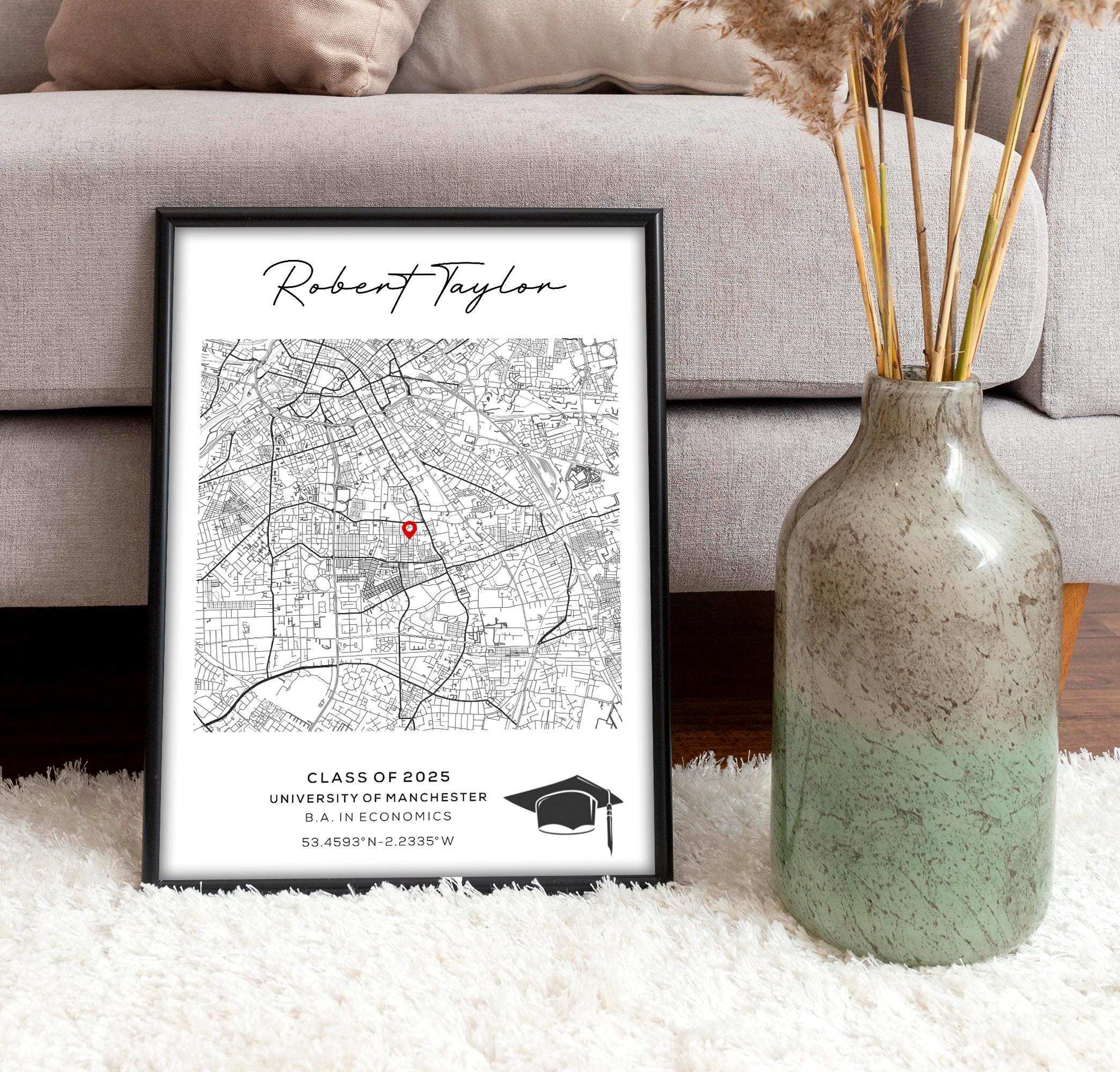 Personalized Graduation Map Print, Custom University Gift ...