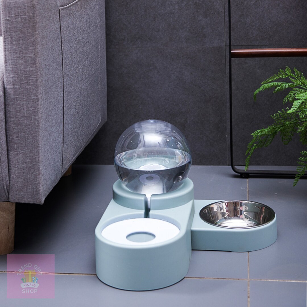 Round Cat Dog Food Water Container Blue Water Bowl Etsy
