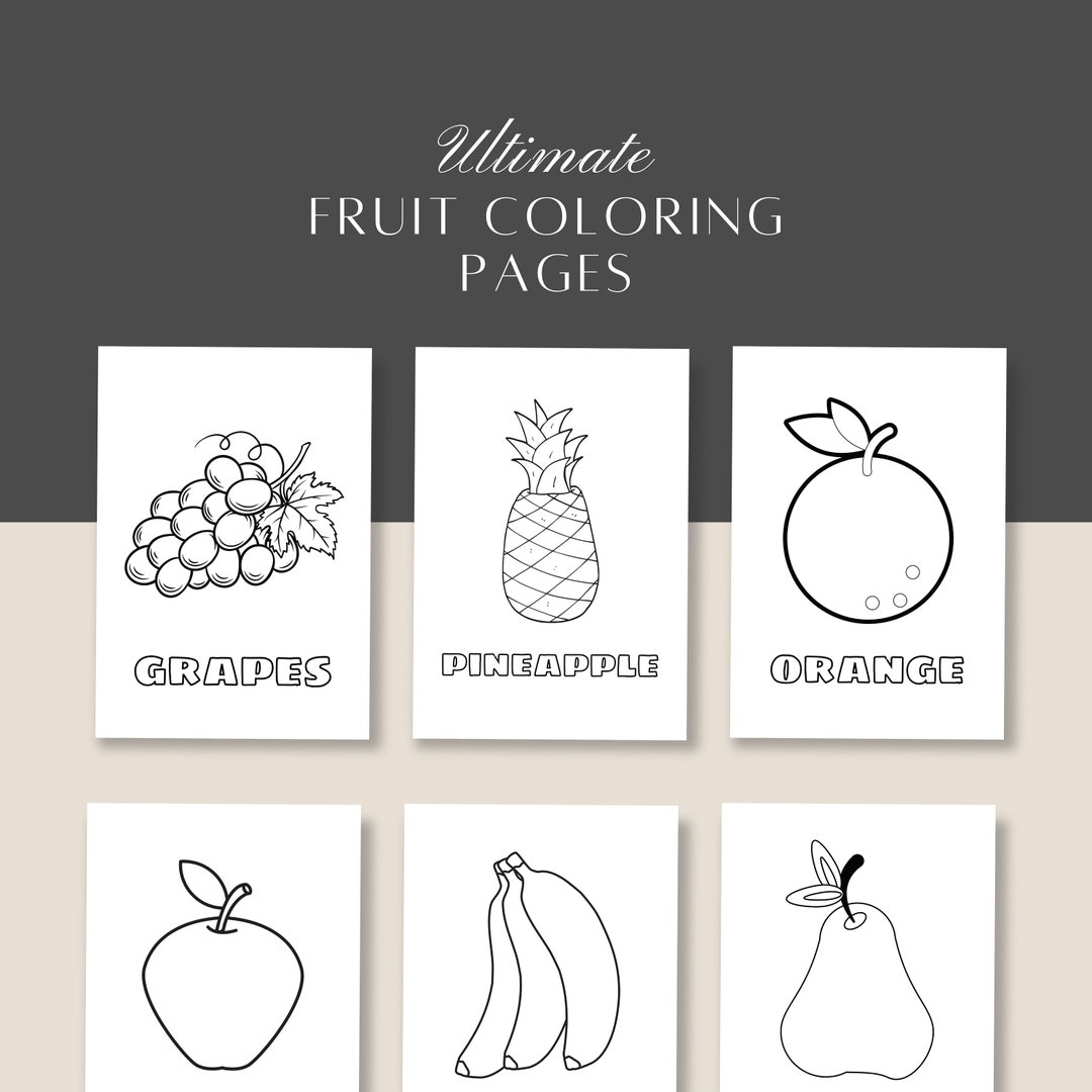 Fruit Coloring Sheet, Printable Fruit Coloring Sheet, Instant Download ...