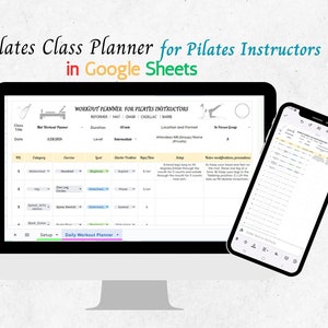 2 planificadores de clases de Pilates para instructores, todo tipo de planificadores de clases de Pilates Reformer, Mat, Chair, Cadillac, Barre en Hojas de cálculo de Google