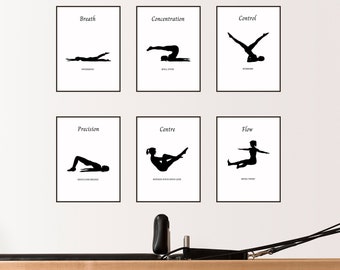 Pilates Principles Poster Set: Mat Exercises, Studio Decor (Digital Download)