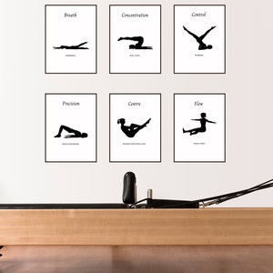 PILATES POSTERS. Set of 6 Pilates Poster. Pilates Principles. Pilates Art Print, Pilates Studio Decor. Pilates Wall. Pilates Mat Exercises
