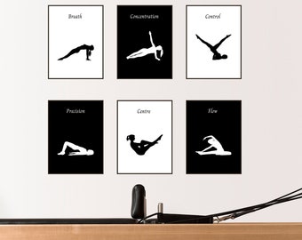 Pilates Principles Art Print Set: Pilates Studio Decor (Digital Download)