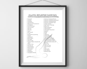 Pilates Reformer Exercises Poster: Studio Wall Art (Digital Download)