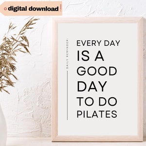 Pilates Quote Art Print: Beige Home Gym Decor (Digital Download)