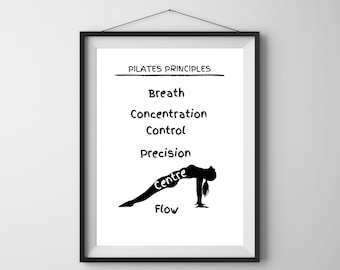 Pilates Principles Poster: Pilates Studio Art Print (Digital Download)