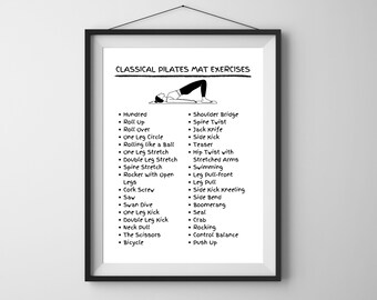 Pilates Mat Exercises Poster: Pilates Studio Wall Art (Digital Download)