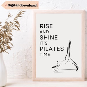 Pilates Quote Art Print: Beige Home Gym Decor (Digital Download)