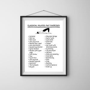 PILATES POSTER. Pilates Mat Exercises. Pilates Art Print. Pilates Wall Art. Pilates Design Studio. Wall Art Printable. Pilates Workout