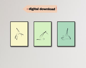 Pilates Reformer Art Print Set: Pastel Exercise Posters (Digital Download)