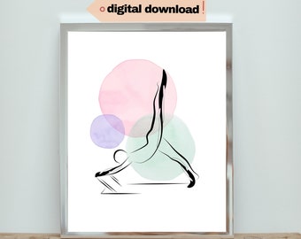 Pilates Reformer Pose Art Print: Minimalist Fitness Poster (Digital Download)