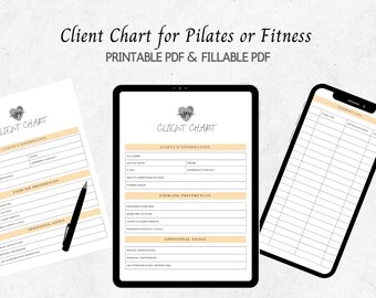 Pilates Client Tracker: Fitness Class Record (Printable & Fillable PDF)