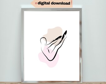Pilates Pose Art Print: Minimalist Line Art (Digital Download)