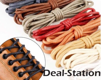 Waxed Shoelaces Round Thin Laces Pair of Shoe Laces for Formal Shoes Brogues Dress Wax Cord