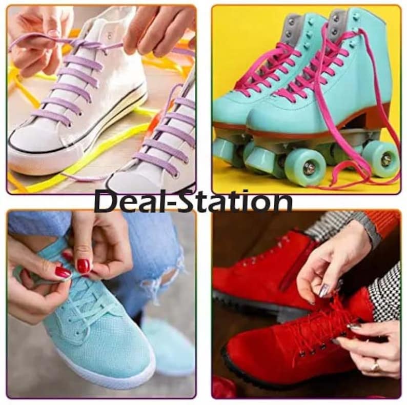 Shoe Laces Flat Coloured Pair of Shoelaces Trainers Shoes Boot Football Running Hiking Quality Lots of Colours image 4