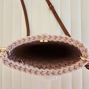 Crochet Crossbody Phone Purse: Handmade, Recycled Cotton, Vegan Leather Strap image 9