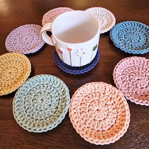 Crochet Coasters: Colorful, Handmade Recycled Cotton, 4x4 Round
