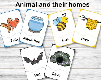 Animals and Their Homes Matching Cards - Montessori Zoology (digital ...