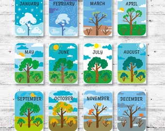 Montessori Months & Seasons Flashcards: Printable Learning Activity (PDF)