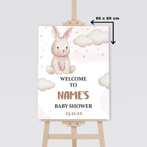 Tiny Rabbit Baby Shower Welcome Sign: Personalized Poster (PDF)