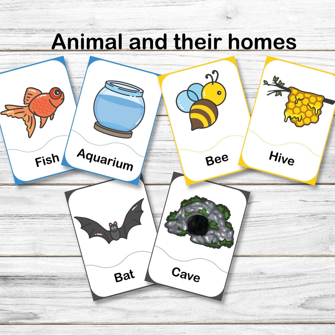 PDF Animals and Their Homes Matching Cards Printable Animals Flashcards
