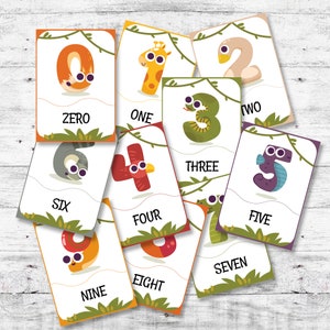 Digital Number Flashcards 0-9 Printable, Number Tracing Flashcards, Preschool Homeschool Classroom