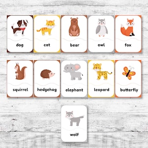 Montessori Animal Flash Cards for Children: Printable Preschool Cards (PDF)