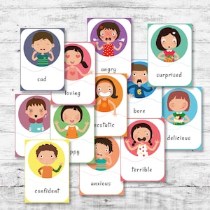24 PDF Digital druckbare Emotionskarten, Gefühle & Emotionskarten, Emotionsregulierung, Flash Karten Download