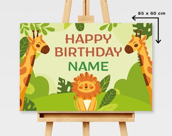 Happy Birthday Poster Personalised - Happy Birthday Sign Printable Birthday Party - Personalised Happy Birthday Backdrop Background Banner