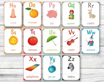Tarjetas didácticas del alfabeto: Letras Montessori para preescolar (PDF imprimible)