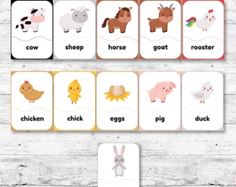 Animal Flash Cards for Children - Montessori Animal Flash Cards - Animal Instant Download - Animal Printable Cards - Preschool Cards