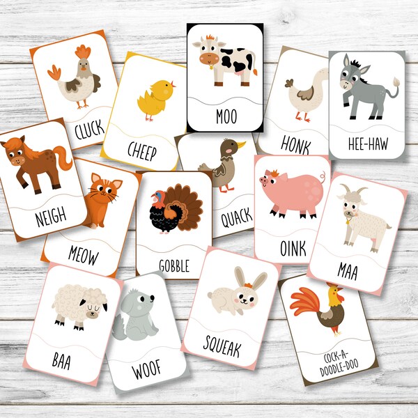 Animal Noise Cards Etsy Animal Noise Cards Etsy