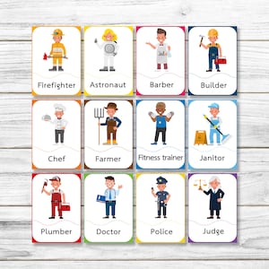 Beroepen Digitale afdrukbare Flashcard - Community Helpers Printbare kaarten - Afdrukbare Flashcard - Beroepen Flashcard