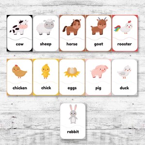33 Farm Animal Flash Cards: Printable Montessori Kindergarten (PDF)
