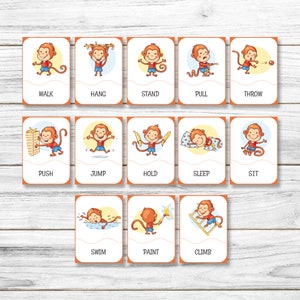 Printable Action Verbs Flashcards - Printable Positional Words Cards ...