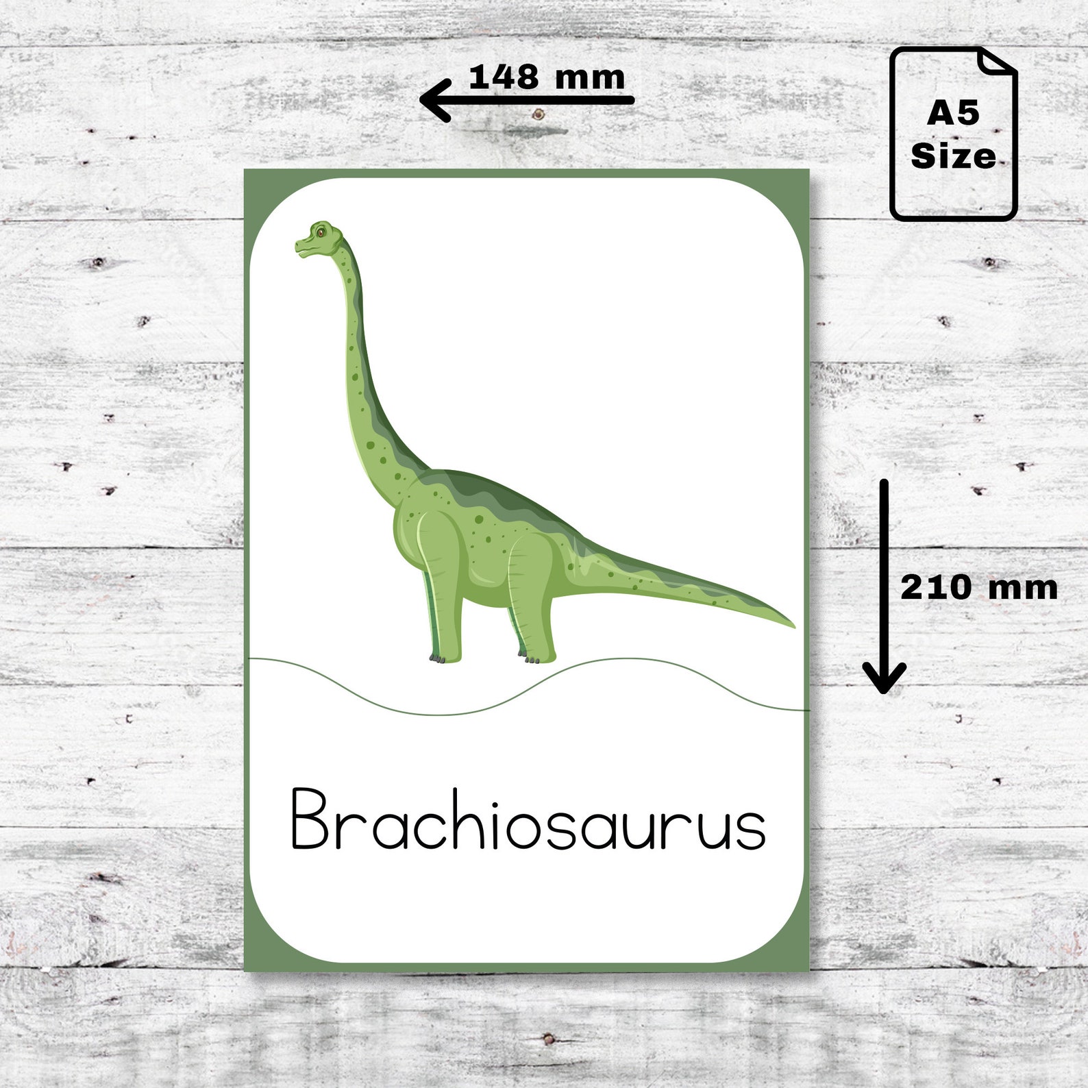 PDF Digital Printable Dinosaur Flash Cards, Printable Montessori ...