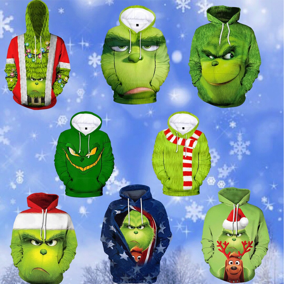 Grinch Hoodie the Grinch Zip Hoodie the Grinch Movie Hoodie Etsy UK