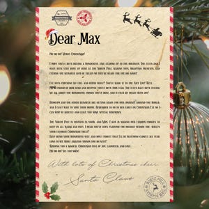Carta personalizada editável do Papai Noel da mesa do Papai Noel Véspera de Natal Pólo Norte Mail Download instantâneo modelo para impressão