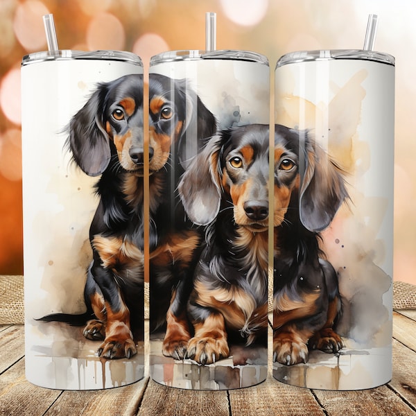 Dachshund, Dachshund, Teckel 20 oz Skinny Tumbler Sublimation Design, Straight & Tapered Tumbler Wrap, Instant Digital Download PNG