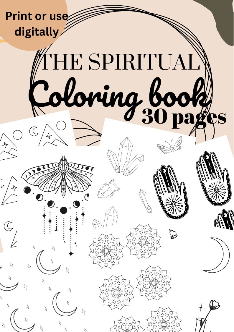 30 Coloring Pages, Spiritual Coloring Book/digital/print, Coloring