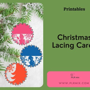 Christmas Lacing Cards + Canva Template. PLR. Printable
