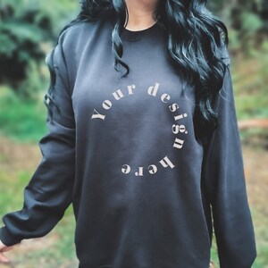 Gildan 18000 Mockup Black | Oversized Sweatshirt Mockup | Gildan trendy 18000 outdoors Mockup | Gildan Model |   Black Sweater Mockup