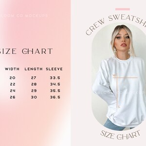 Modern Gildan 18000 Unisex Size Chart | Crewneck Size Chart | Minimal Mockup | Sweatshirt Size Guide Chart | Gradient Gildan Size Chart