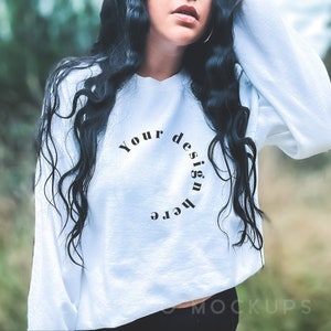 White Sweater Mockup | Gildan 18000 white Mockup | White sweatshirt Mockup |  White Jumper oversized | Gildan sweater | White Beach Sweater